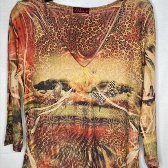 M by Amour Animal Print Blouse - Picture 1 of 4